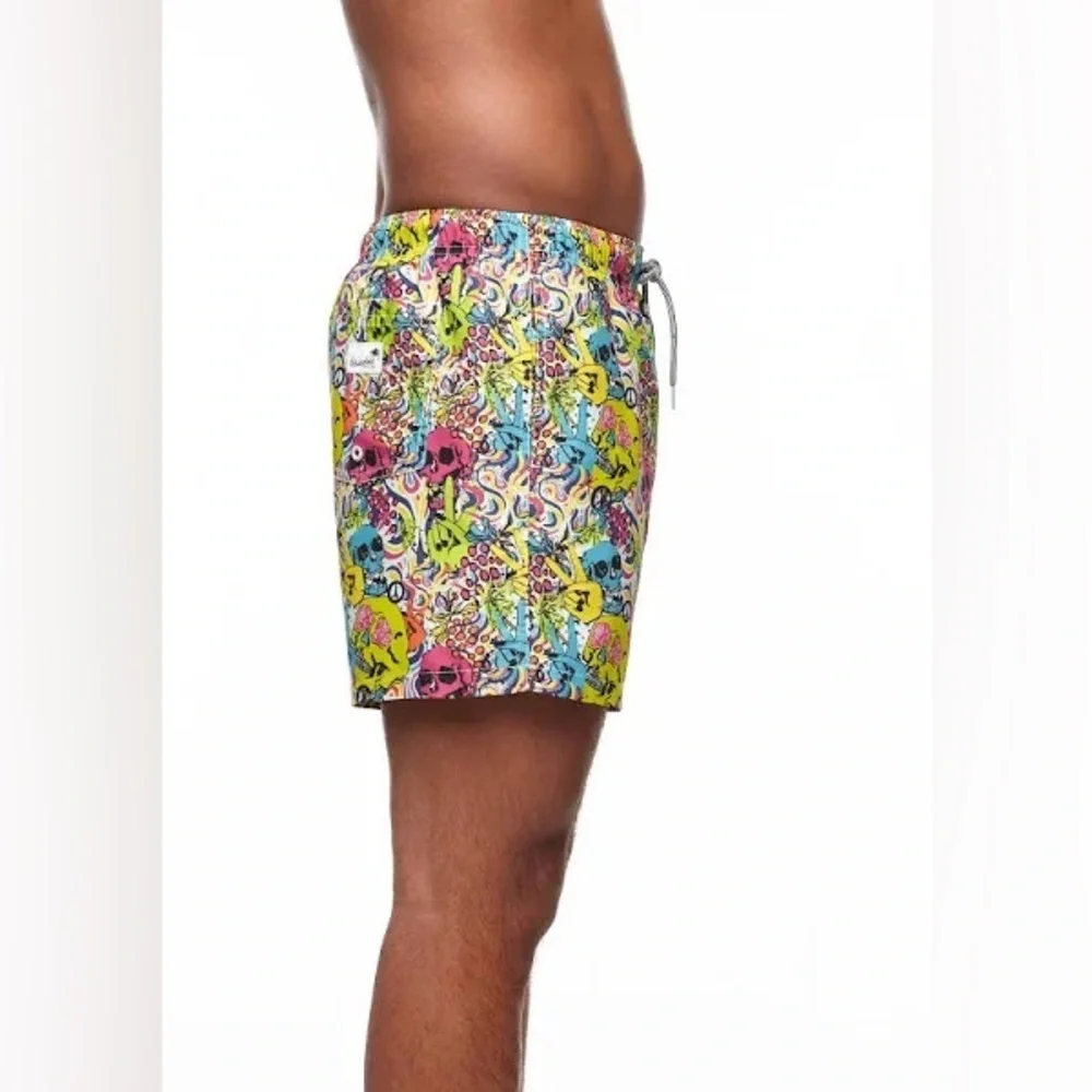 Men’s Boardies Skull Grillz Swim Trunks, Size Medium